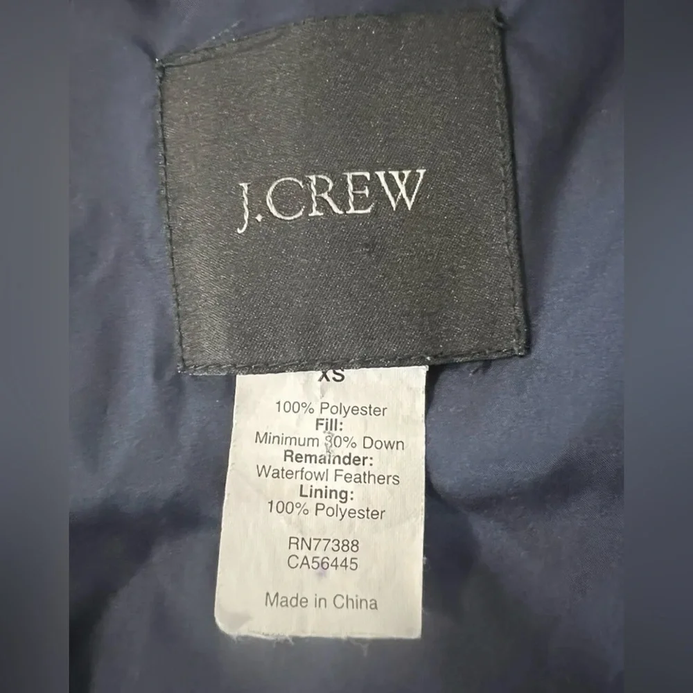 J. CREW Navy Blue Excursion quilted down full‎ zip puffer vest Women's Sz XS